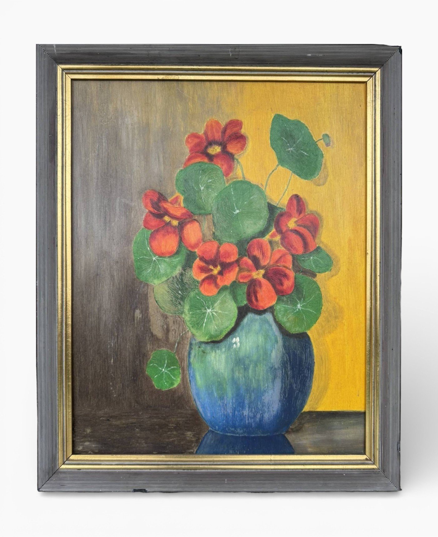 Vintage Floral Oil Painting - Still Life Flowers in Vase 